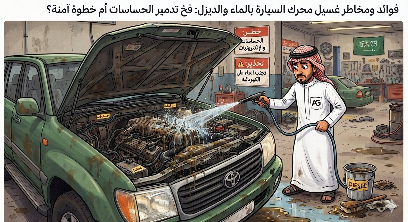 فوائد ومخاطر غسيل محرك السيارة بالماء والديزل: فخ تدمير الحساسات أم خطوة آمنة؟