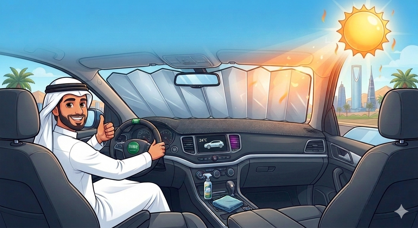 طرق حماية طبلون وديكورات السيارة من حرارة الشمس الصيفية الحارقة بالسعودية